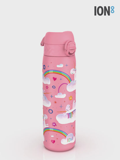 Leak Proof Slim Water Bottle, Stainless Steel, Unicorn Rainbow, 600ml (20oz)