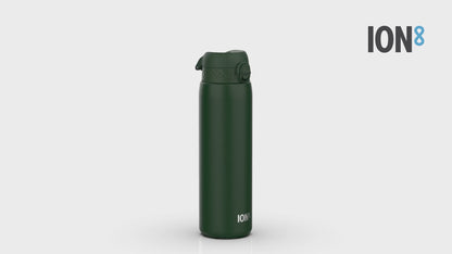 Leak Proof 1 Litre Thermal Water Bottle, Insulated Steel, Dark Green, 1L