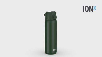 Leak Proof Slim Thermal Water Bottle, Insulated Steel, Dark Green, 500ml (17oz)