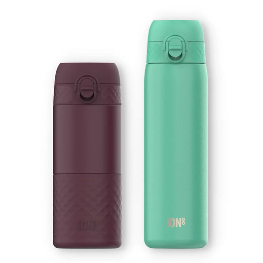 Insulated, Steel Bottle and Coffee Cup Bundle, Blackberry & Teal